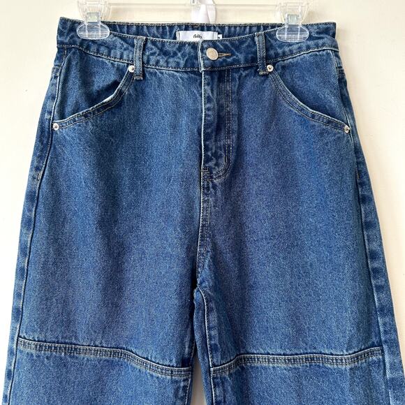 Adika Jeans Size M Denim Wide Leg High Rise Non-Stretch Blue Seam Utility - Picture 3 of 8